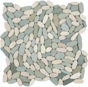Mix White16 Sliced Matte Pebble Interlocking - stone tile